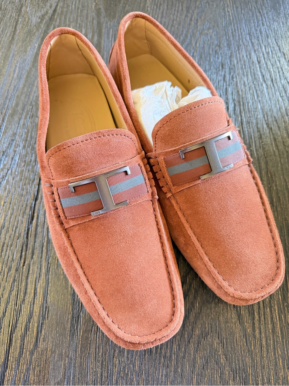 TODS rust suede loafers men’s size 8
